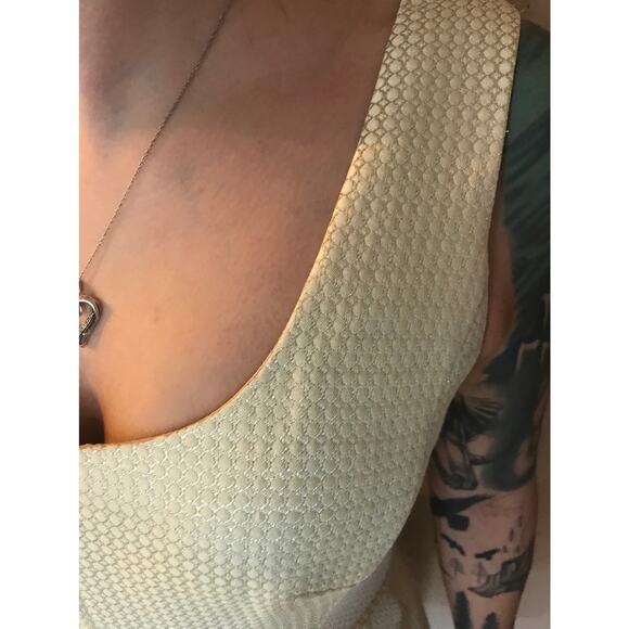 Shoshanna Liana Metallic Gold White Fit&Flare Dress size 6 - Picture 4 of 13